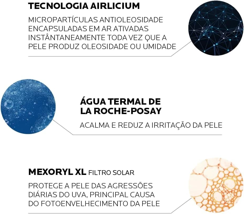 La Roche-Posay, Anthelios Airlicium, Protetor Solar Facial Antioleosidade com cor, 40g
