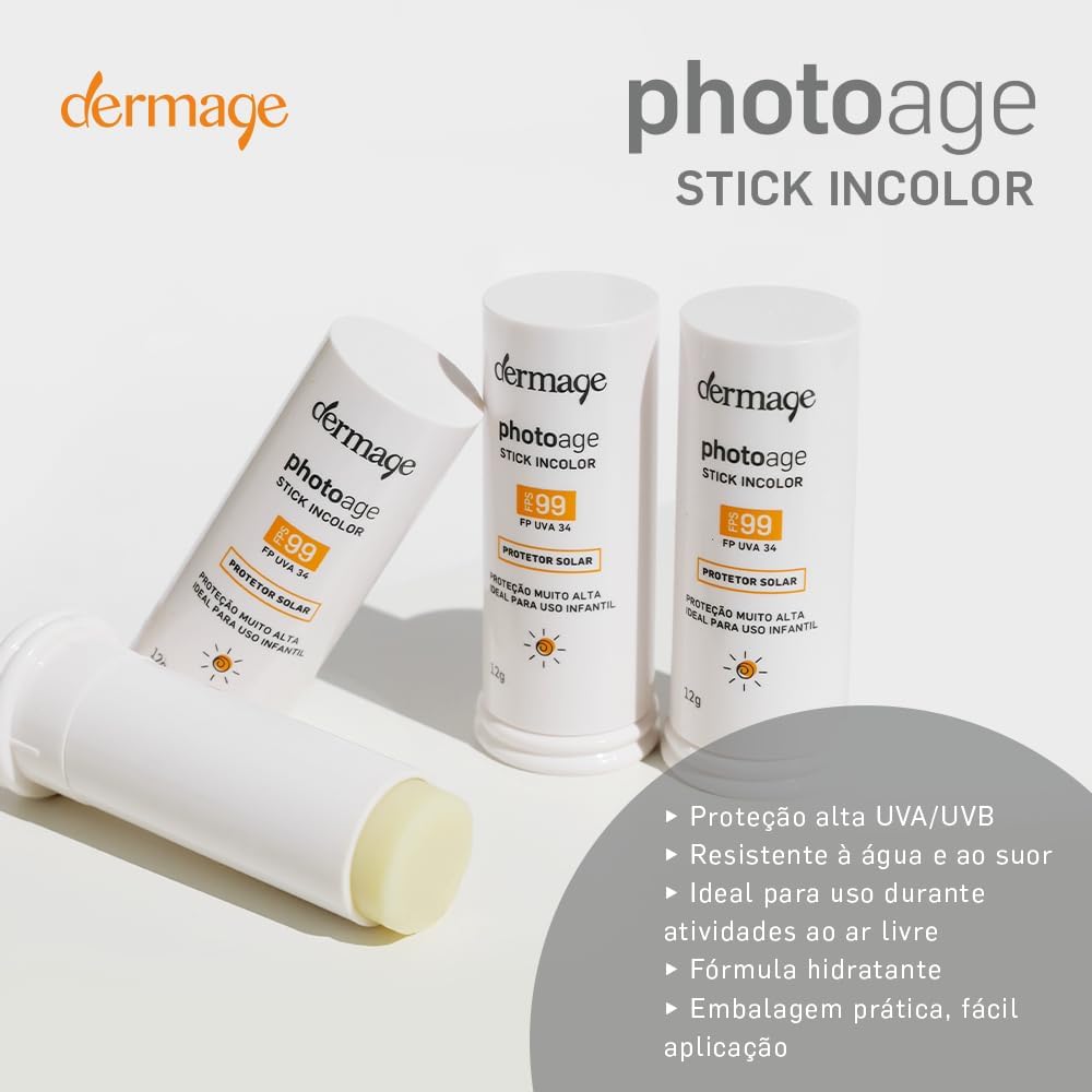 Photoage Stick Incolor, Filtro Solar em Bastão, FPS99 e FPUVA34, Proteção UVA e UVB, 12g - Image 5
