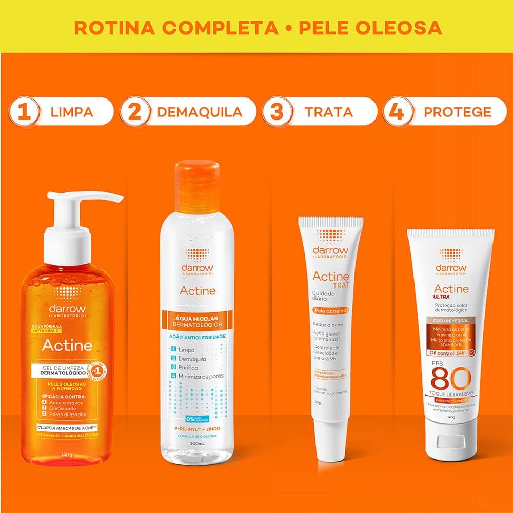 Darrow Actine Gel de Limpeza Facial com Ácido Salicílico, Vitamina C e Lactato de Mentila, 300g - refil - Image 8